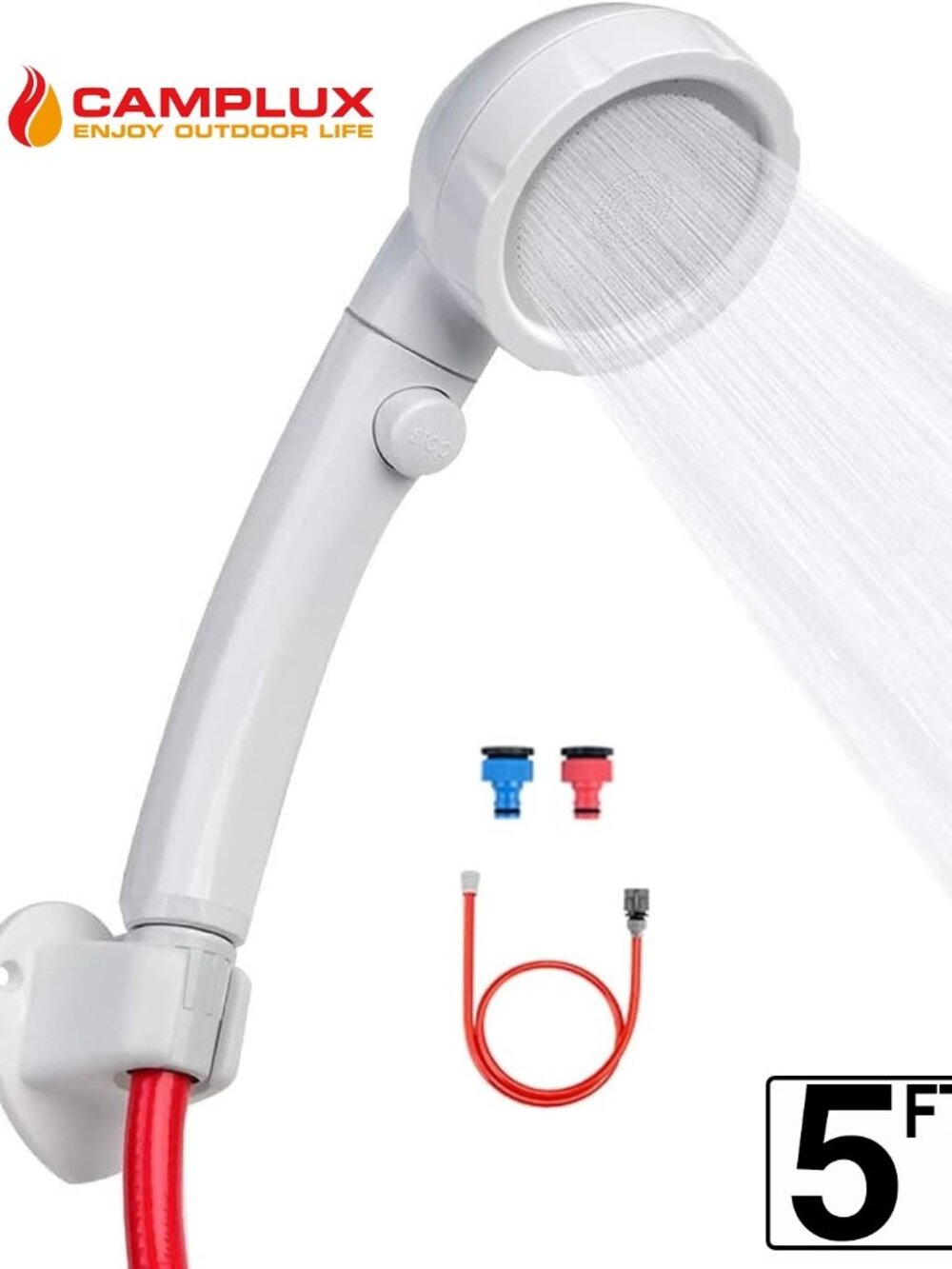 Camplux Portable Shower head with Garden Hose Quick Connector- 5 Feet